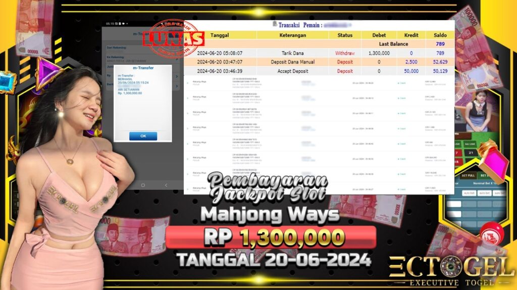 BUKTI JACKPOT SLOT MAHJONG WAYS TERPERCAYA DI INDONESIA TGL 20-06-2024