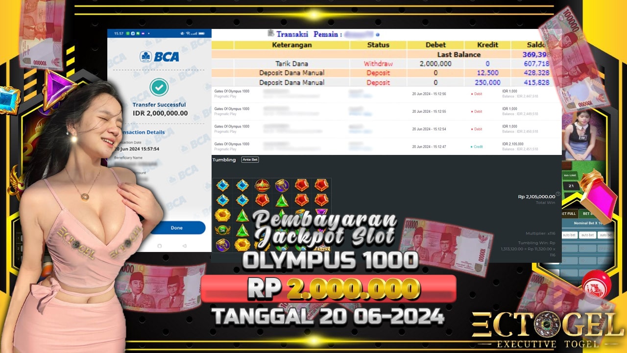 BUKTI JACKPOT SLOT GATES OF OLYMPUS 1000 TERPERCAYA DI INDONESIA TGL 20-06-2024