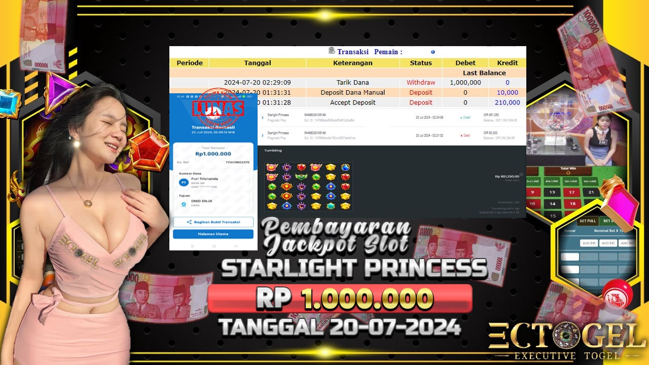 BUKTI JACKPOT SLOT STARLIGHT PRINCESS TERPERCAYA DI INDONESIA TGL 20-07-2024