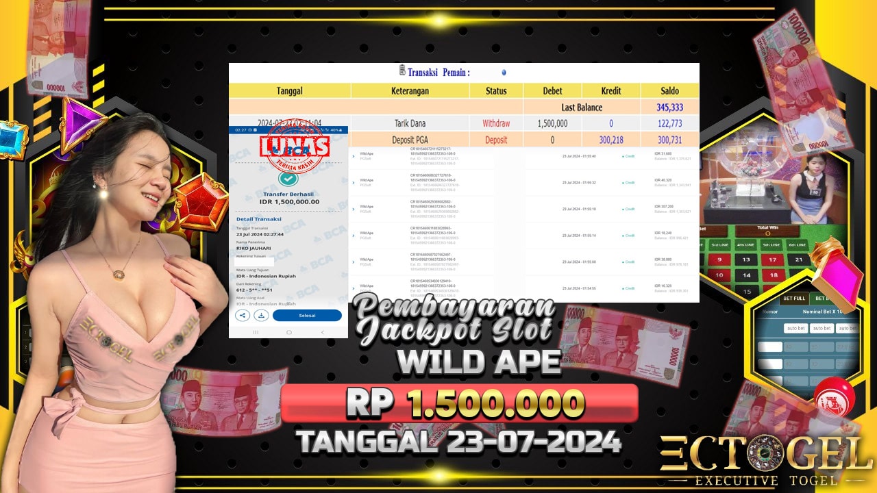 BUKTI JACKPOT SLOT WILD APE TERPERCAYA DI INDONESIA TGL 23-07-2024