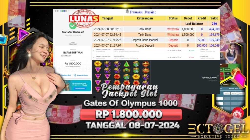 BUKTI JACKPOT SLOT GATES OF OLYMPUS 1000 TERPERCAYA DI INDONESIA TGL 08-07-2024