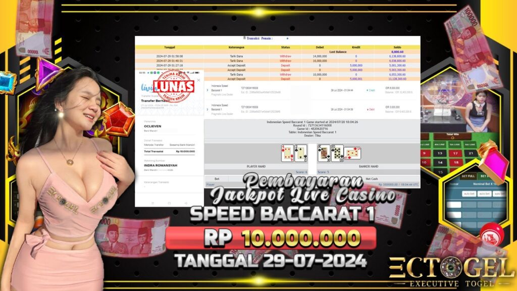 BUKTI JACKPOT SPEED BACCARAT 1 TERPERCAYA DI INDONESIA TGL 29-07-2024