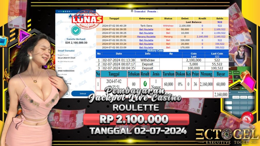 BUKTI JACKPOT ROULETTE TERPERCAYA DI INDONESIA TGL 02-07-2024