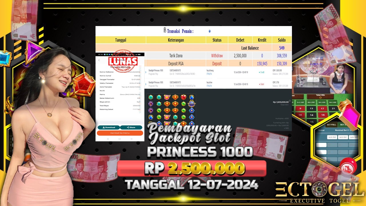 BUKTI JACKPOT SLOT STARLIGHT PRINCESS 1000 TERPERCAYA DI INDONESIA TGL 12-07-2024