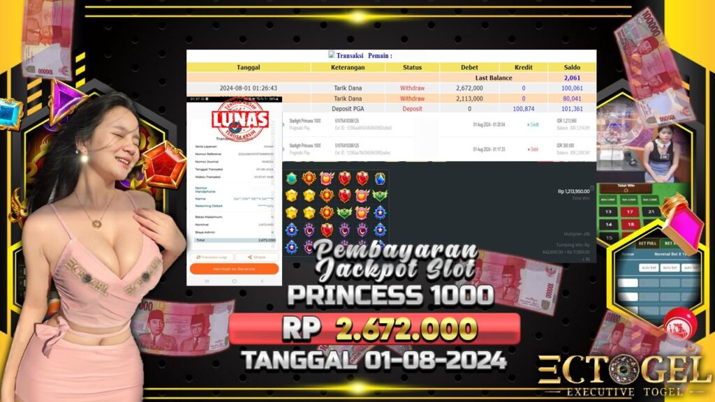 BUKTI JACKPOT SLOT STARLIGHT PRINCES 1000 TERPERCAYA DI INDONESIA TGL 01-08-2024