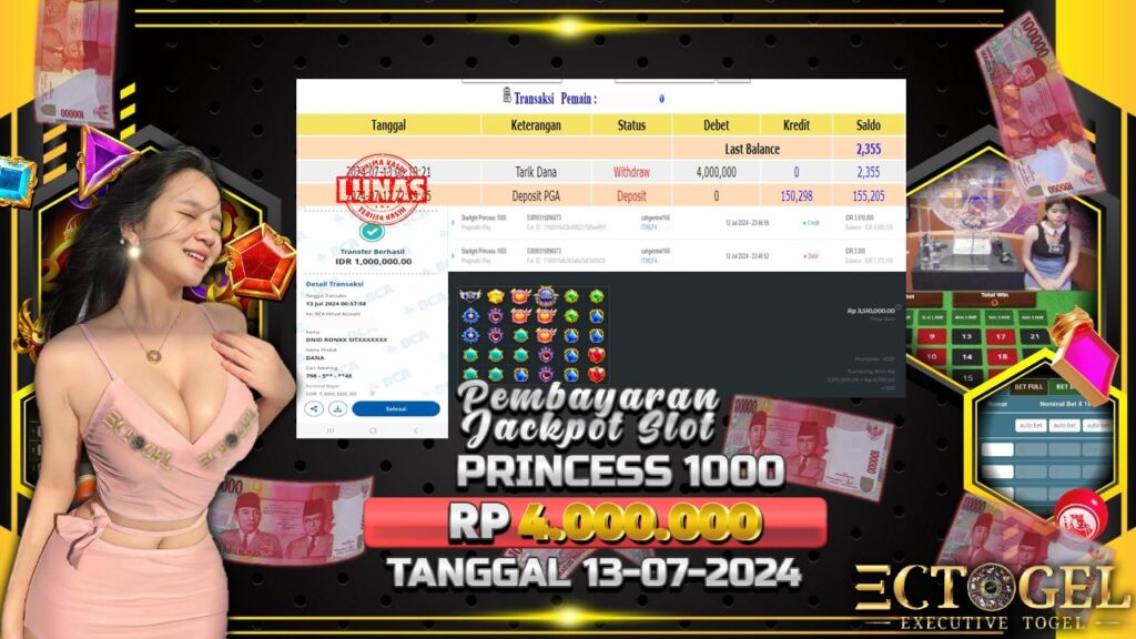 BUKTI JACKPOT SLOT STARLIGHT PRINCESS 1000 TERPERCAYA DI INDONESIA TGL 13-07-2024