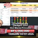 BUKTI JACKPOT SLOT MANIA PRINCESS TERPERCAYA DI INDONESIA TGL 04-07-2024