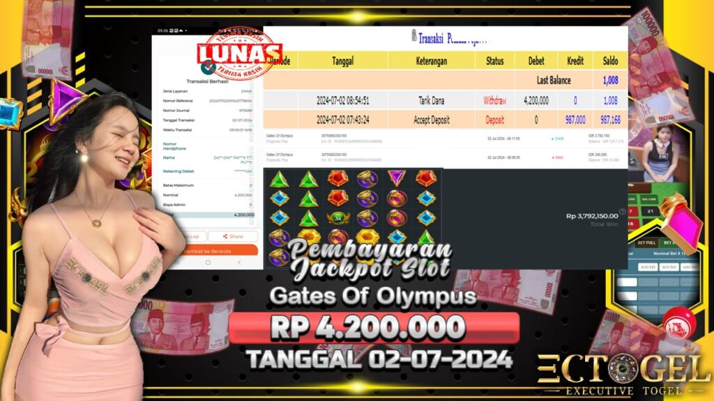 BUKTI JACKPOT SLOT GATES OF OLYMPUS TERPERCAYA DI INDONESIA TGL 02-07-2024