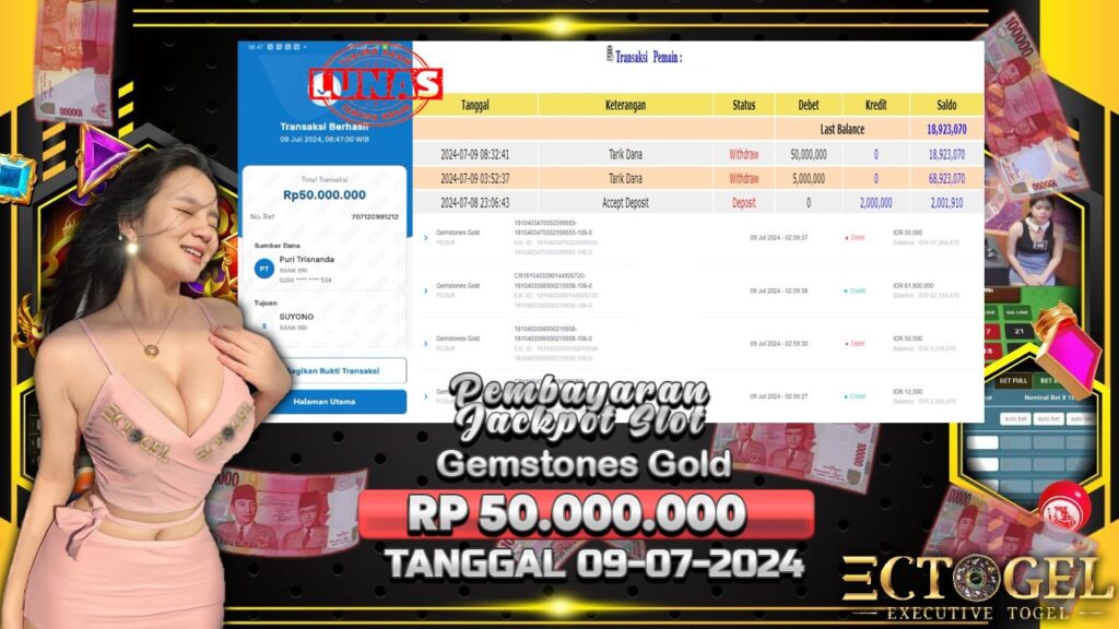 BUKTI JACKPOT SLOT GEMSTONES GOLD TERPERCAYA DI INDONESIA TGL 09-07-2024