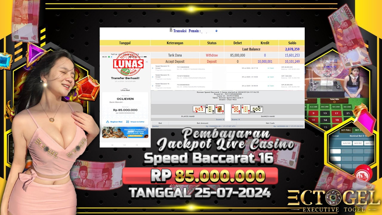 BUKTI JACKPOT SPEED BACCARAT 16 TERPERCAYA DI INDONESIA TGL 25-07-2024