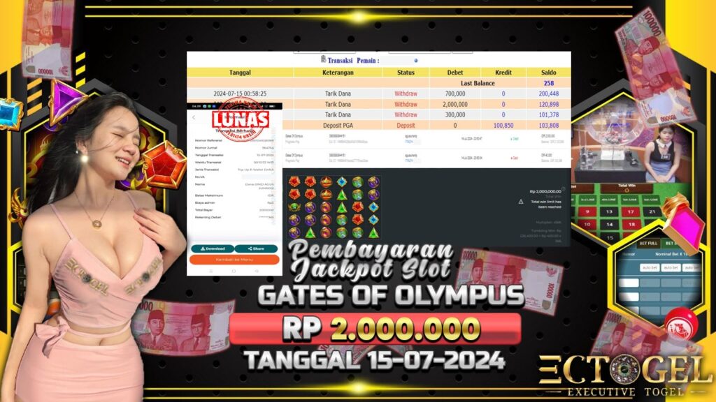 BUKTI JACKPOT SLOT GATES OF OLYMPUS TERPERCAYA DI INDONESIA TGL 15-07-2024