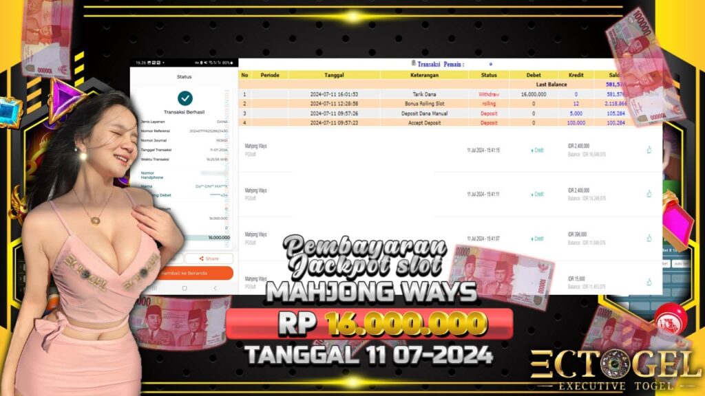 BUKTI JACKPOT SLOT MAHJONG WAYS TERPERCAYA DI INDONESIA TGL 11-07-2024