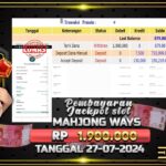 BUKTI JACKPOT SLOT MAHJONG WAYS TERPERCAYA DI INDONESIA TGL 27-07-2024