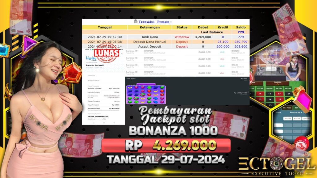 BUKTI JACKPOT SLOT SWEET BONANZA 1000 TERPERCAYA DI INDONESIA TGL 29-07-2024