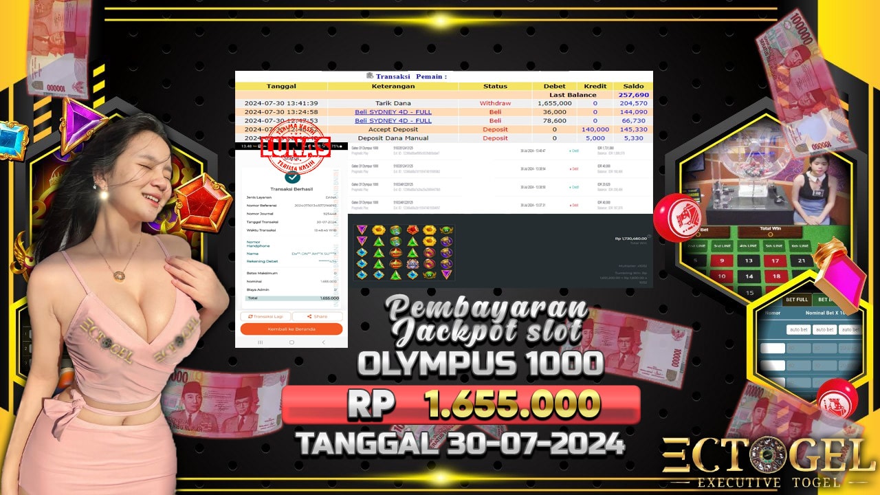 BUKTI JACKPOT SLOT GATES OF OLYMPUS 1000 TERPERCAYA DI INDONESIA TGL 30-07-2024