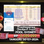 BUKTI JACKPOT TOGEL ONLINE POOL SYDNEY TERPERCAYA DI INDONESIA TGL 30-07-2024