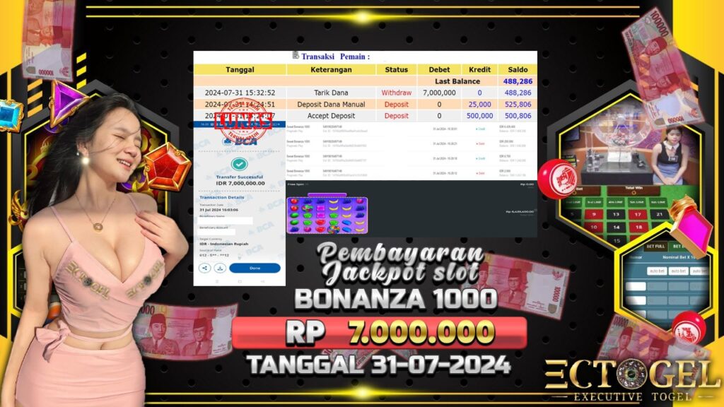 BUKTI JACKPOT SLOT SWEET BONANZA 1000 TERPERCAYA DI INDONESIA TGL 31-07-2024