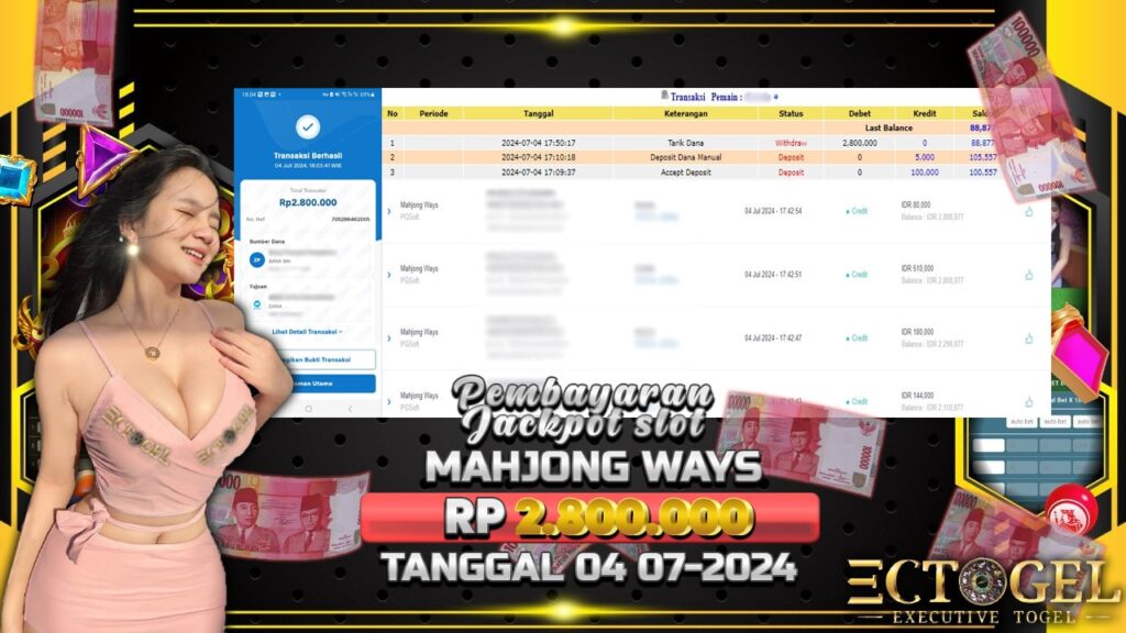 BUKTI JACKPOT SLOT MAHJONG WAYS TERPERCAYA DI INDONESIA TGL 04-07-2024