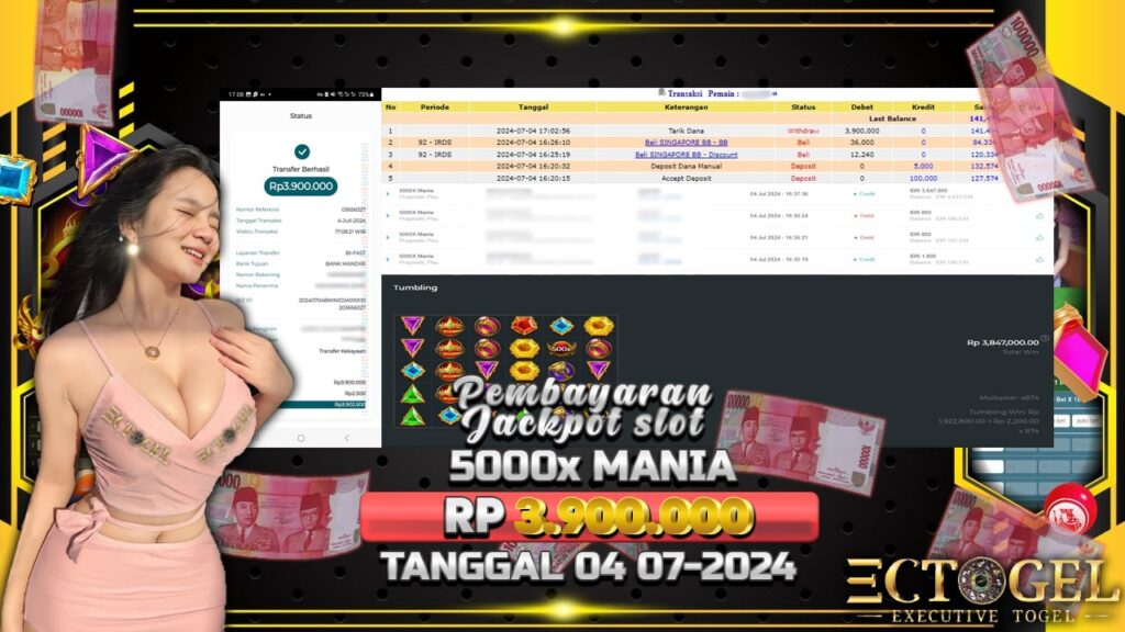 BUKTI JACKPOT SLOT 5000X MANIA TERPERCAYA DI INDONESIA TGL 04-07-2024