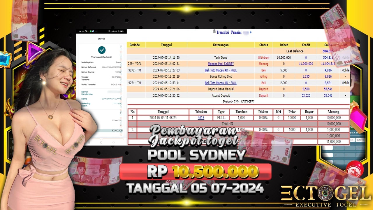 BUKTI JACKPOT TOGEL ONLINE POOL SYDNEY TERPERCAYA DI INDONESIA TGL 05-07-2024