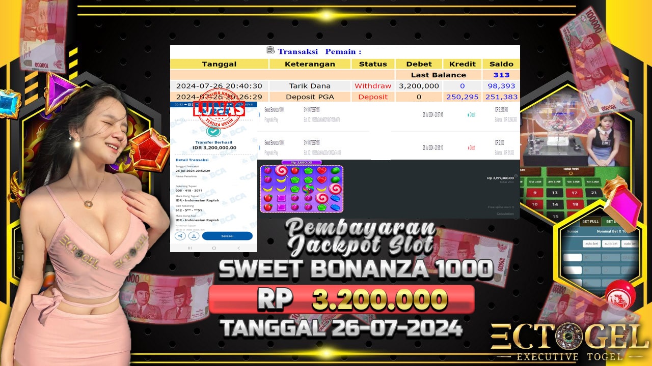 BUKTI JACKPOT SLOT SWEET BONANZA 1000 TERPERCAYA DI INDONESIA TGL 26-07-2024