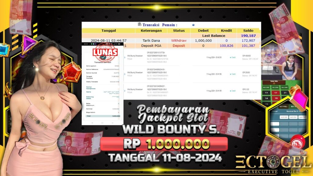 BUKTI JACKPOT SLOT WILD BOUNTY SHOWDOWN TERPERCAYA DI INDONESIA TGL 11-08-2024