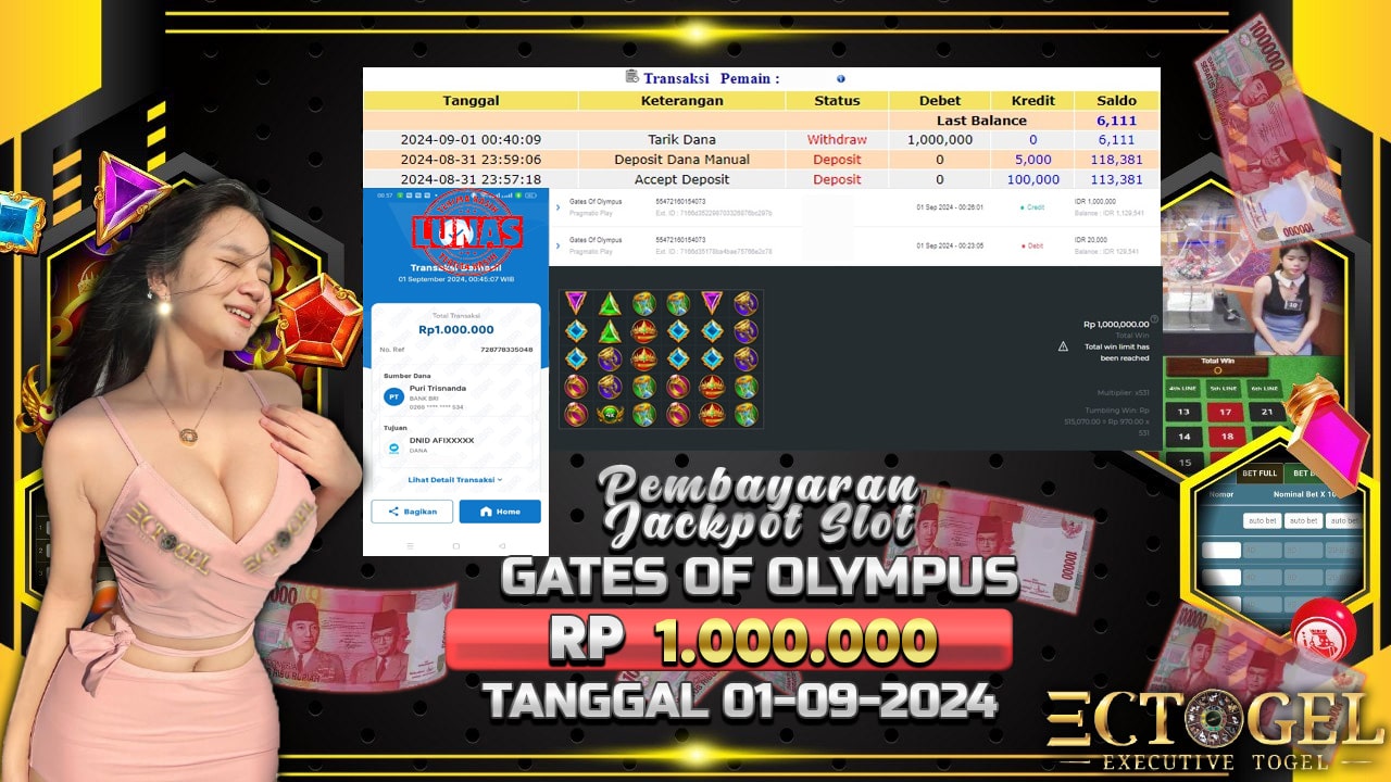 BUKTI JACKPOT SLOT GATES OF OLYMPUS TERPERCAYA DI INDONESIA TGL 01-09-2024