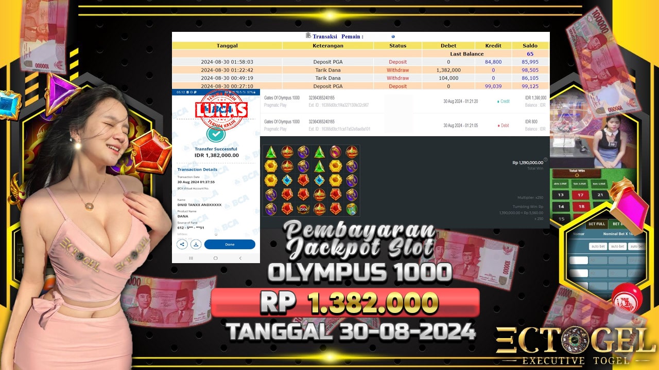 BUKTI JACKPOT SLOT GATES OF OLYMPUS 1000 TERPERCAYA DI INDONESIA TGL 30-08-2024