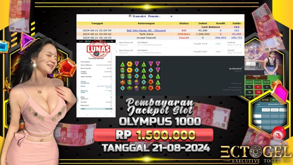 BUKTI JACKPOT SLOT GATES OF OLYMPUS 1000 TERPERCAYA DI INDONESIA TGL 21-08-2024