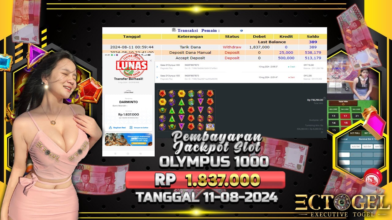 BUKTI JACKPOT SLOT GATES OF OLYMPUS 1000 TERPERCAYA DI INDONESIA TGL 11-08-2024