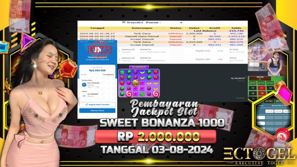 BUKTI JACKPOT SLOT SWEET BONANZA 1000 TERPERCAYA DI INDONESIA TGL 03-08-2024