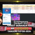 BUKTI JACKPOT SLOT SWEET BONANZA 1000 TERPERCAYA DI INDONESIA TGL 03-08-2024