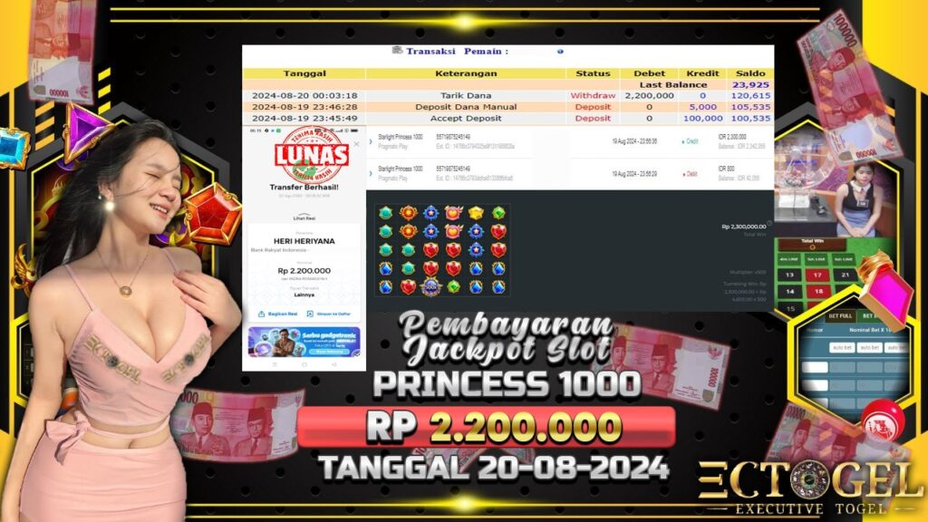 BUKTI JACKPOT SLOT STARLIGHT PRINCESS 1000 TERPERCAYA DI INDONESIA TGL 20-08-2024