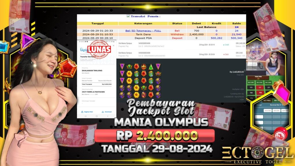 BUKTI JACKPOT SLOT MANIA OLYMPUS TERPERCAYA DI INDONESIA TGL 29-08-2024