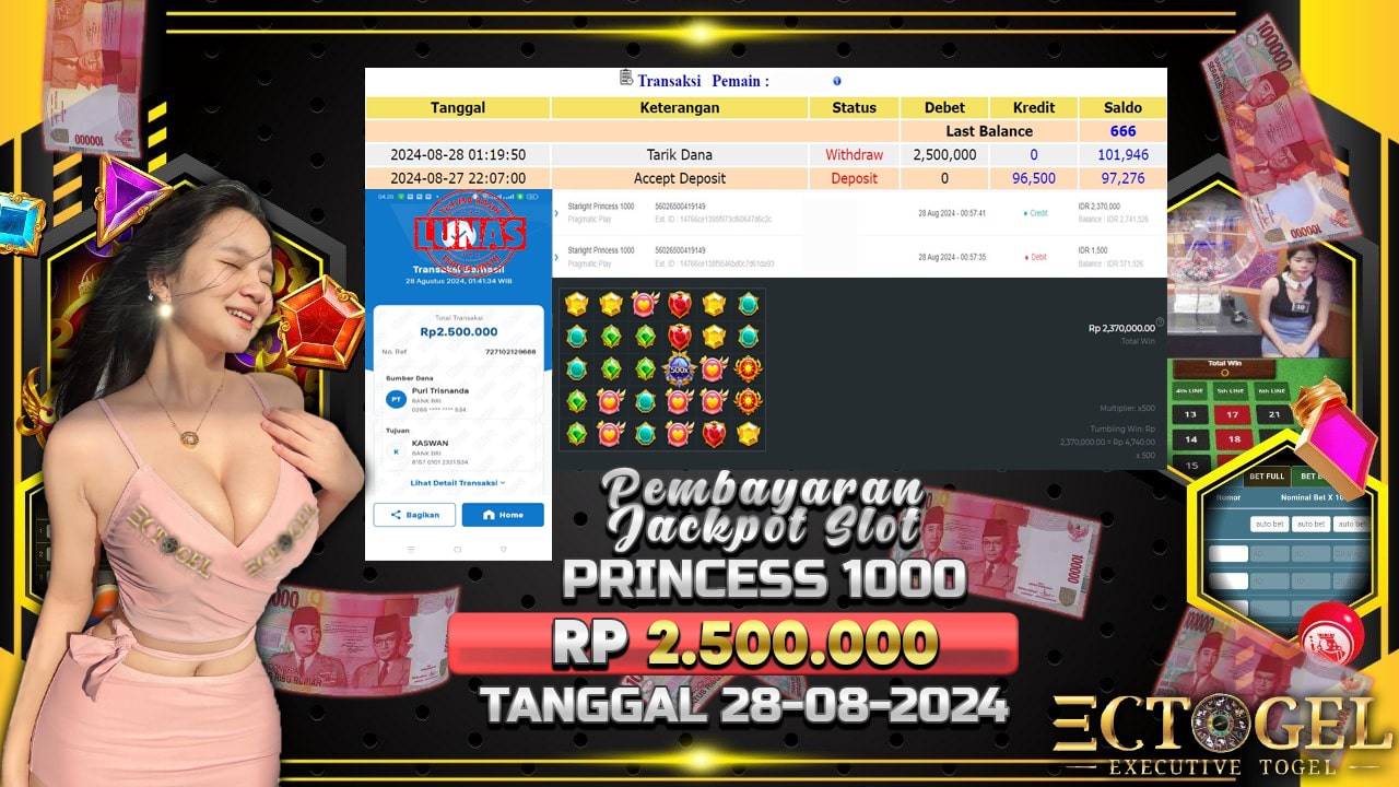 BUKTI JACKPOT SLOT STARLIGHT PRINCESS 1000 TERPERCAYA DI INDONESIA TGL 28-08-2024