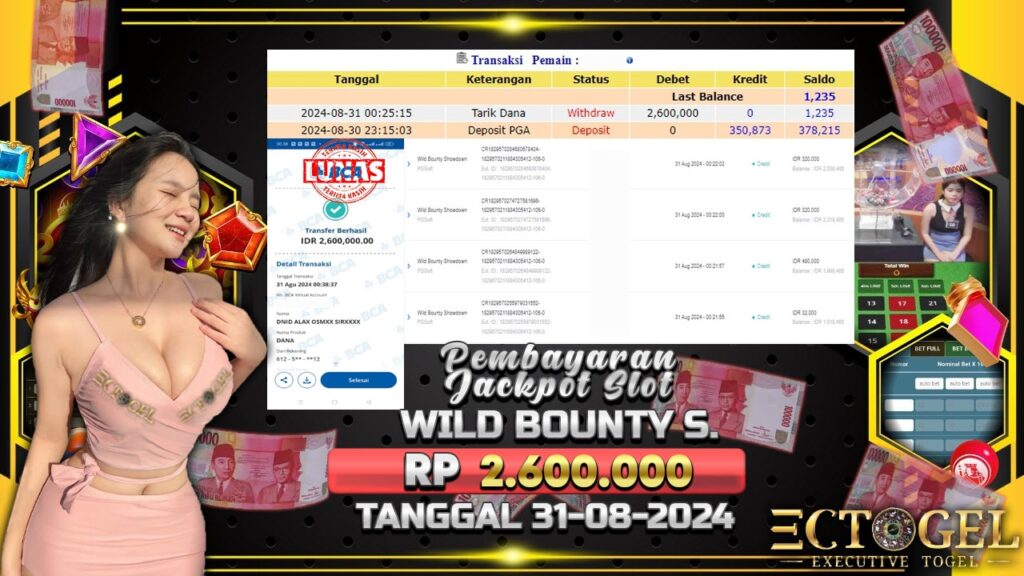 BUKTI JACKPOT SLOT WILD BOUNTY SHOWDOWN TERPERCAYA DI INDONESIA TGL 31-08-2024