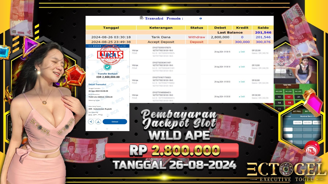 BUKTI JACKPOT SLOT WILD APE TERPERCAYA DI INDONESIA TGL 26-08-2024