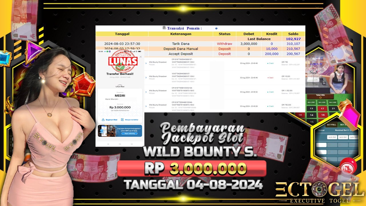 BUKTI JACKPOT SLOT WILD BOUNTY SHOWDOWN TERPERCAYA DI INDONESIA TGL 04-08-2024