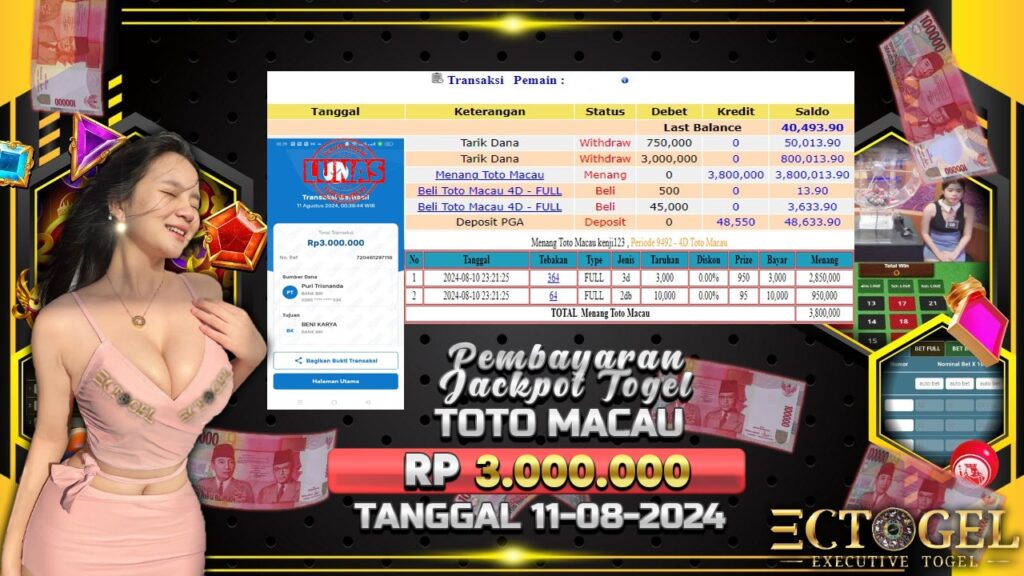 BUKTI JACKPOT TOGEL TOTO MACAU TERPERCAYA DI INDONESIA TGL 11-08-2024