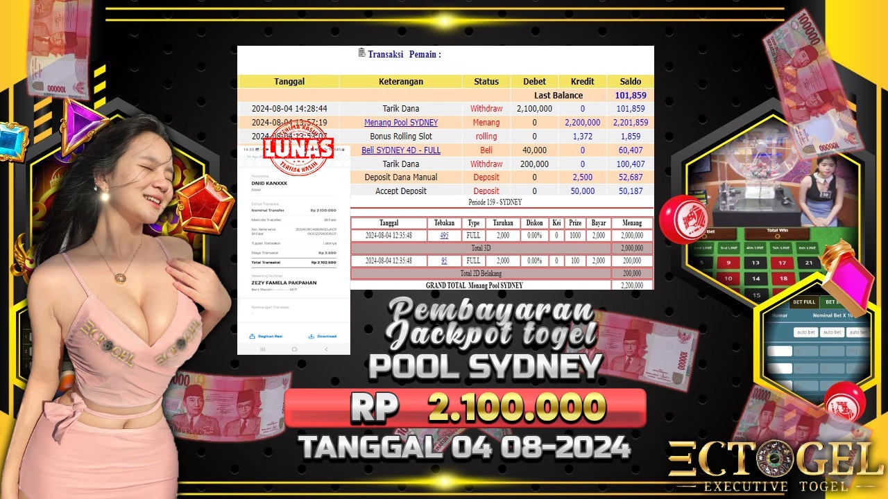 BUKTI JACKPOT TOGEL ONLINE POOL SYDNEY TERPERCAYA DI INDONESIA TGL 04-08-2024