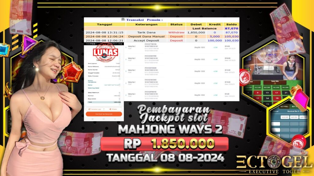 BUKTI JACKPOT SLOT MAHJONG WAYS 2 TERPERCAYA DI INDONESIA TGL 08-08-2024