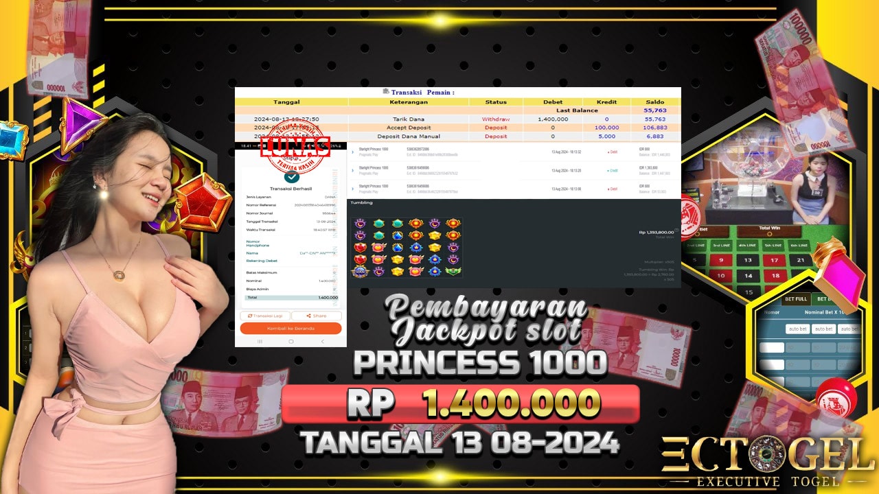 BUKTI JACKPOT SLOT STARLIGHT PRINCESS 1000 TERPERCAYA DI INDONESIA TGL 13-08-2024