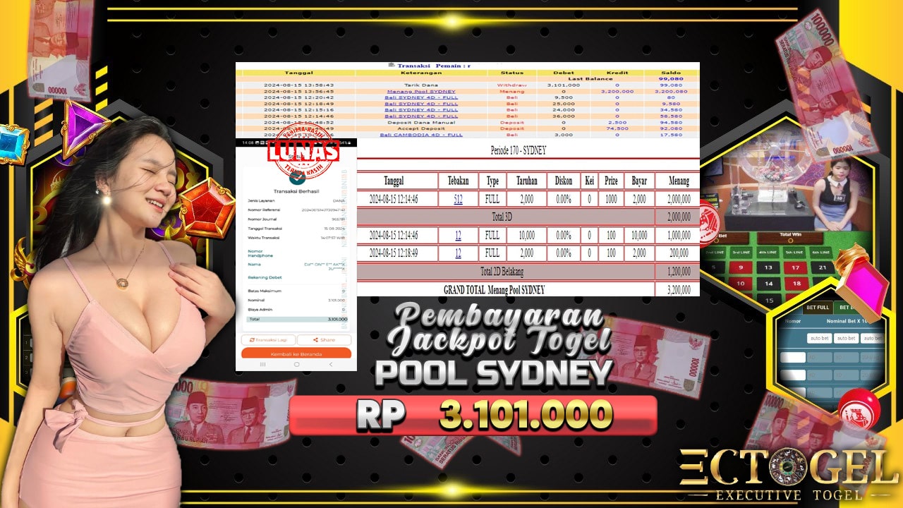 BUKTI JACKPOT TOGEL ONLINE POOL SYDNEY TERPERCAYA DI INDONESIA TGL 15-08-2024