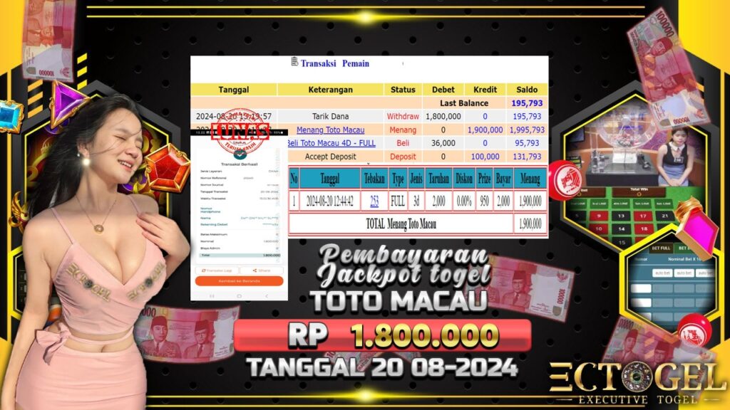 BUKTI JACKPOT TOGEL ONLINE TOTO MACAU TERPERCAYA DI INDONESIA TGL 20-08-2024