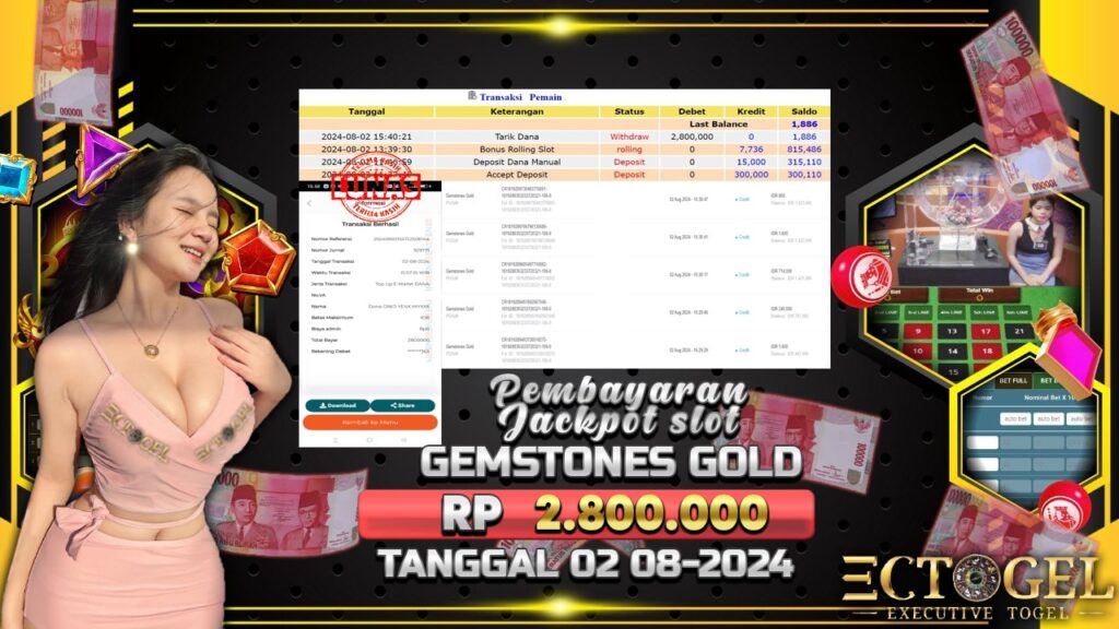 BUKTI JACKPOT SLOT GEMSTONES GOLD TERPERCAYA DI INDONESIA TGL 02-08-2024