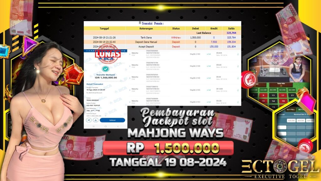 BUKTI JACKPOT SLOT MAHJONG WAYS TERPERCAYA DI INDONESIA TGL 19-08-2024