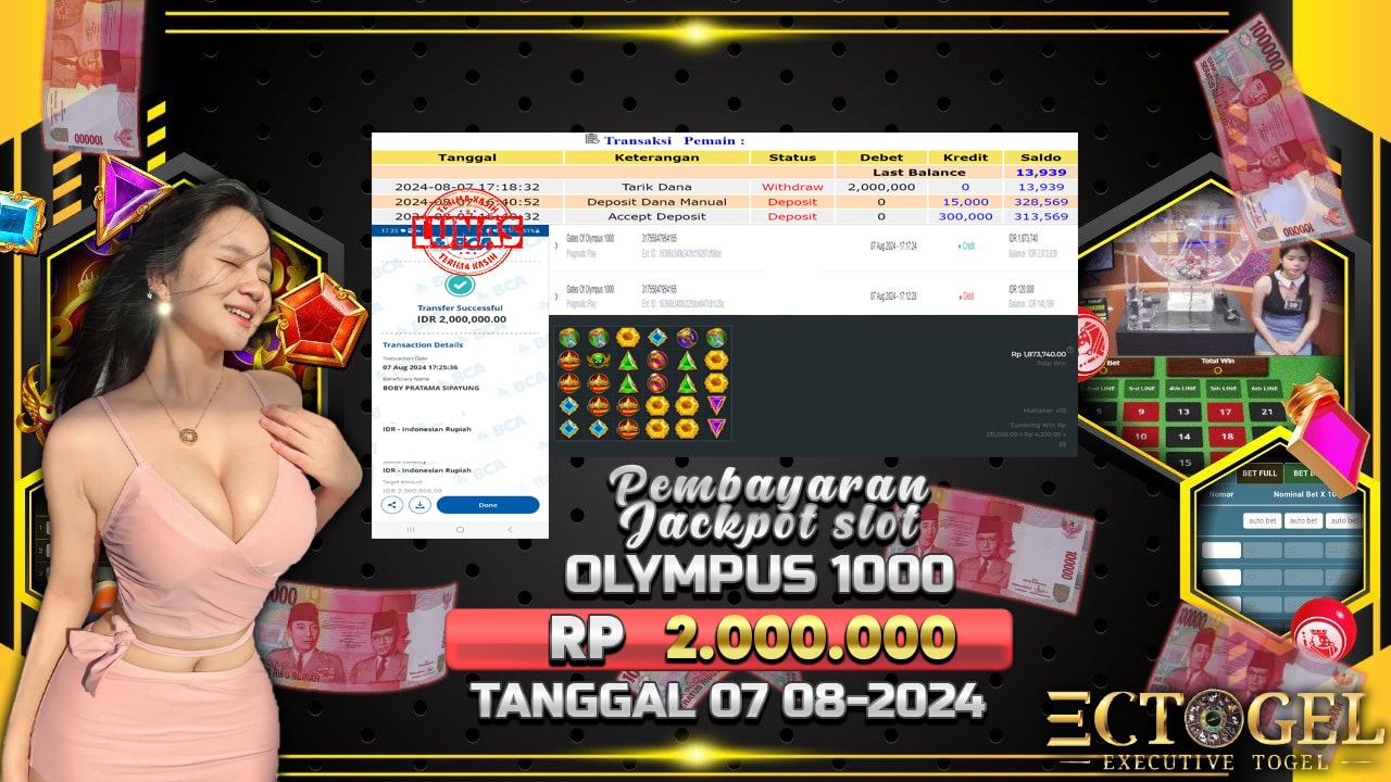 BUKTI JACKPOT SLOT GATES OF OLYMPUS 1000 TERPERCAYA DI INDONESIA TGL 07-08-2024