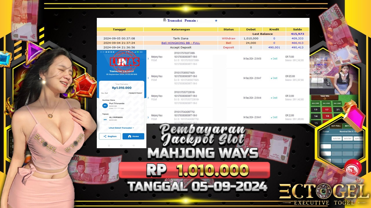 BUKTI JACKPOT SLOT MAHJONG WAYS TERPERCAYA DI INDONESIA TGL 05-09-2024