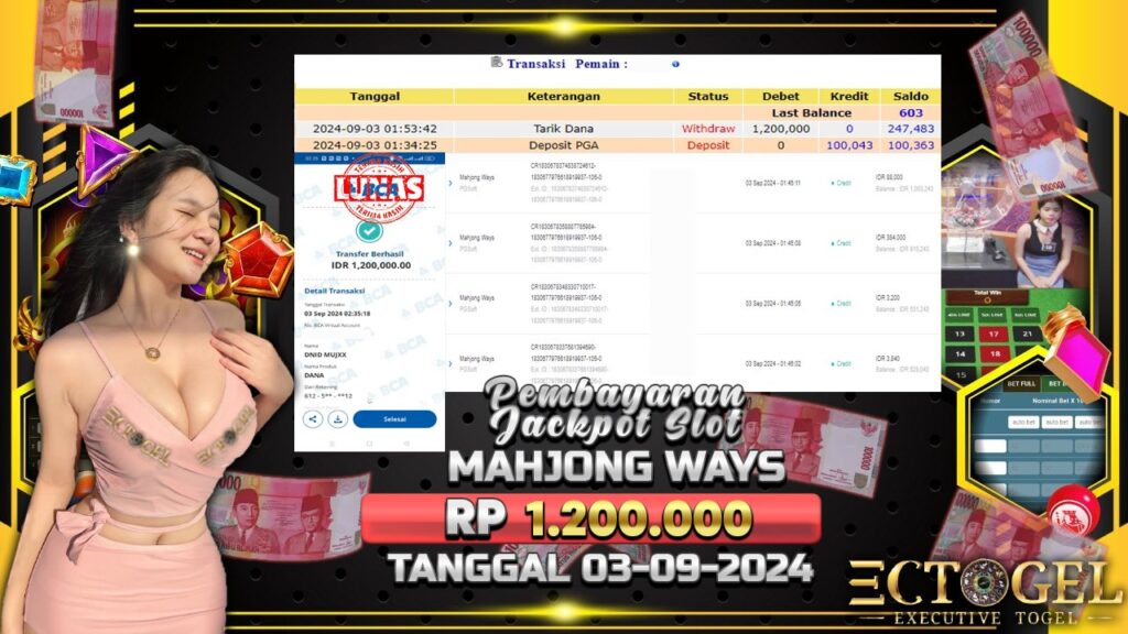 BUKTI JACKPOT SLOT MAHJONG WAYS TERPERCAYA DI INDONESIA TGL 03-09-2024