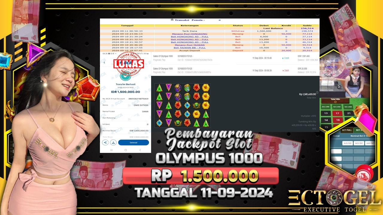 BUKTI JACKPOT SLOT GATES OF OLYMPUS TERPERCAYA DI INDONESIA TGL 11-09-2024